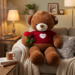 Peluche Oso Gigante con Chompa y Rosa Tejida