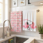 Set x2 Secadores de Snoopy Rosado y Blanco