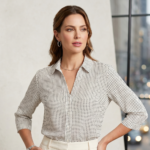 Blusa Manga 3/4 con Cuello V Blanco Código 104