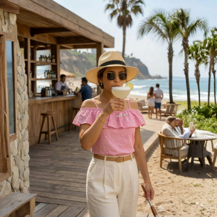 Blusa Bordada con Hombros Descubiertos Rosa - Imagen 2