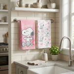 Set x2 Secadores de Snoopy Blanco y Rosado