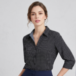 Blusa Manga 3/4 con Cuello V Negro Código 104