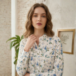 Blusa Manga Larga Estampado Blanco