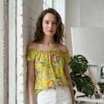 Blusa Rumbera Manga Corta Amarillo
