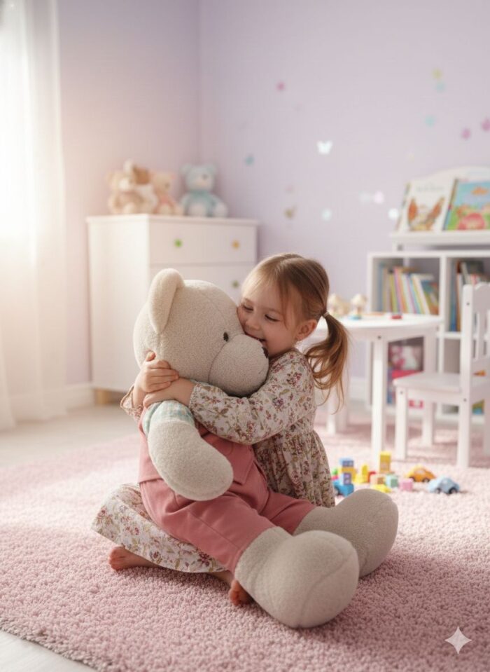 Peluche Oso Beige con Overall Rosa 76 cm - Imagen 2