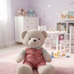 Peluche Oso Beige con Overall Rosa 76 cm