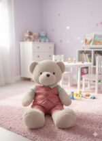 Peluche Oso Beige con Overall Rosa 76 cm