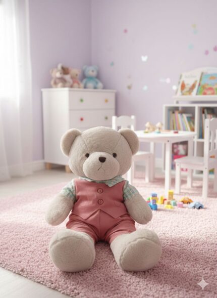 Peluche Oso Beige con Overall Rosa 76 cm