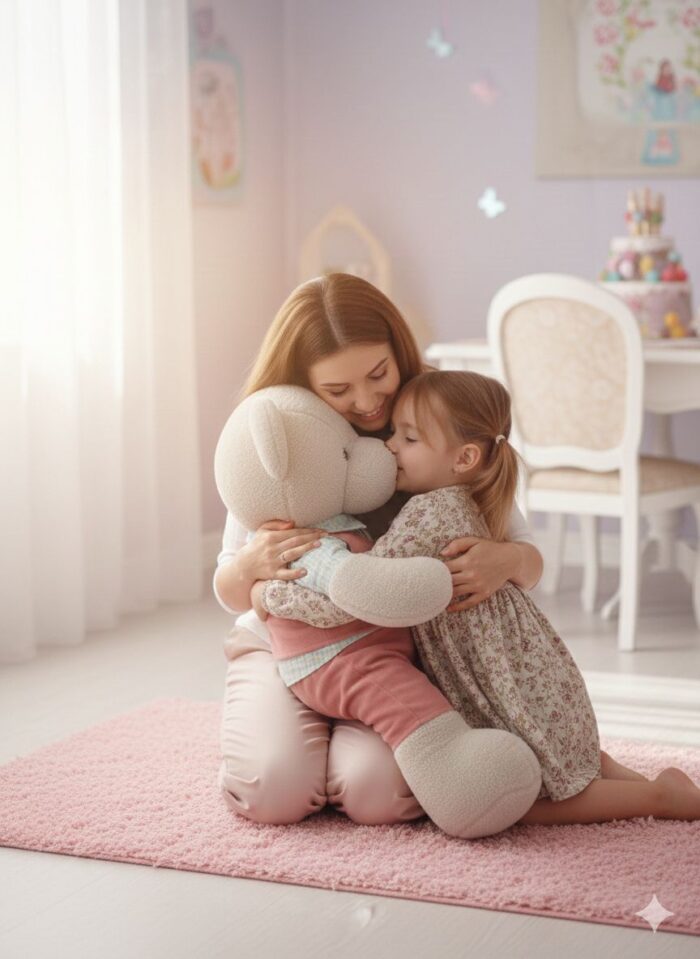 Peluche Oso Beige con Overall Rosa 76 cm - Imagen 4