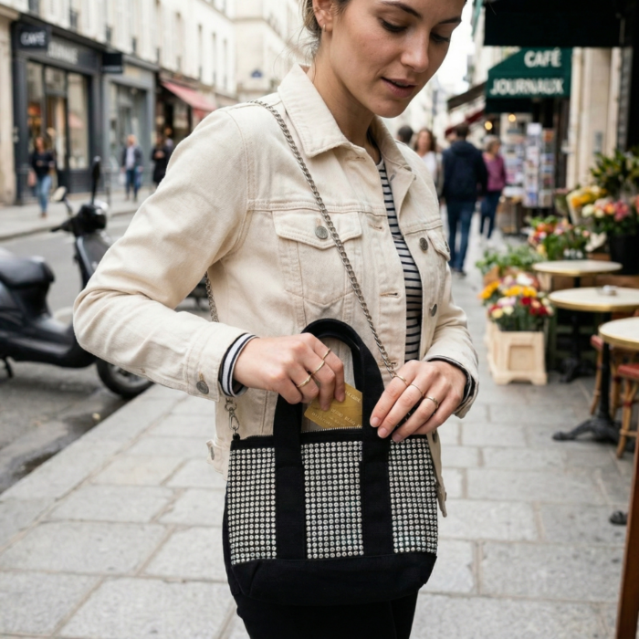 Cartera de Mano Mini Tote Negro - Imagen 3