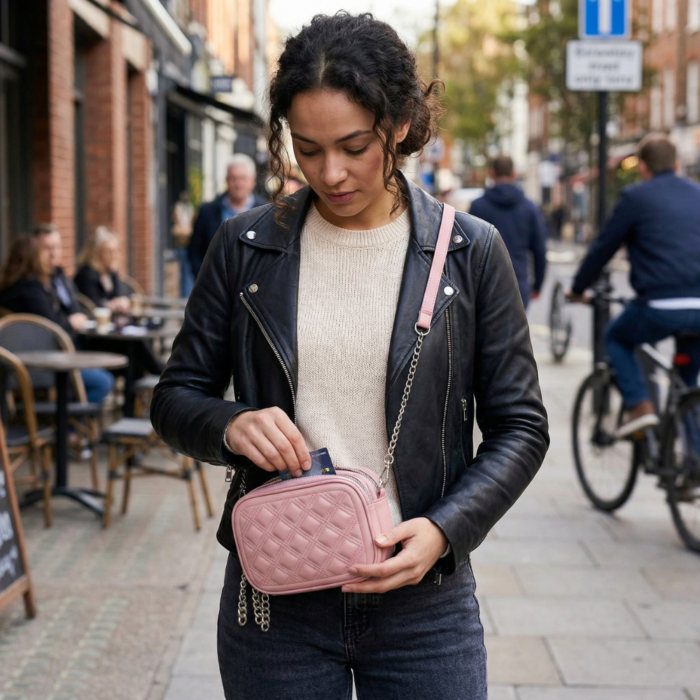 Cartera de Hombro con Morral Rosado - Imagen 3