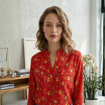 Blusa Manga Larga Estampado Rojo