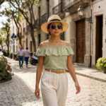 Blusa Bordada con Hombros Descubiertos Verde - Imagen 3