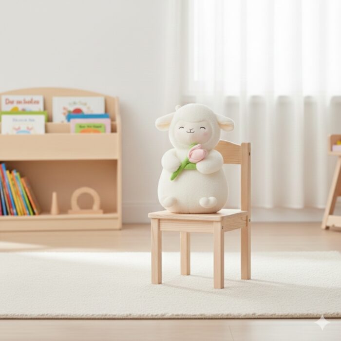 Peluche de Oveja con Tulipán Rosa de 41 cm - Imagen 4