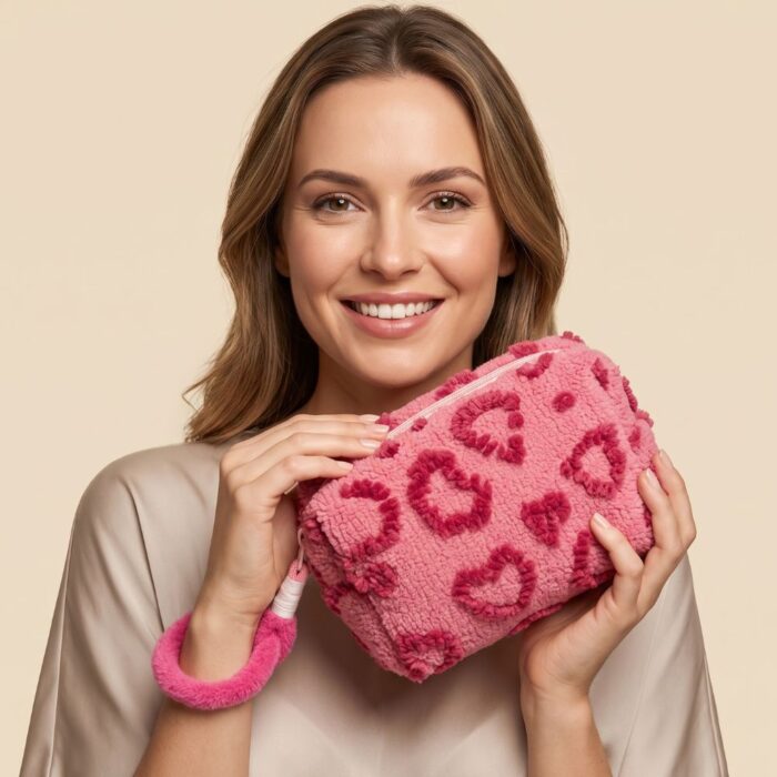 Neceser Afelpado Diseño Corazones Fucsia - Imagen 2