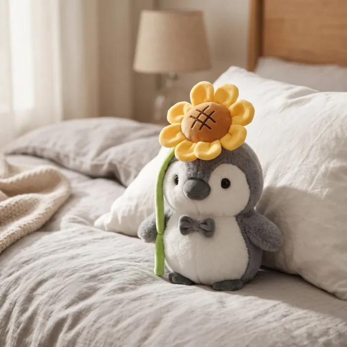 Peluche Pinguino Gris con Girasol 27 cm - Imagen 2