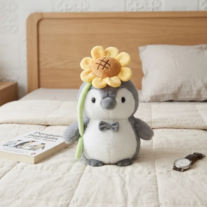 Peluche Pinguino Gris con Girasol 27 cm - Imagen 4