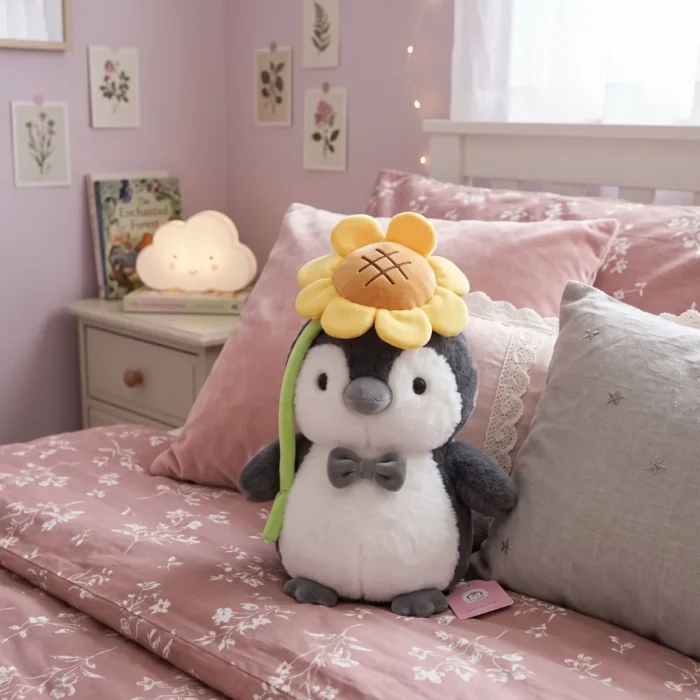Peluche Pinguino Negro con Girasol 27 cm - Imagen 4