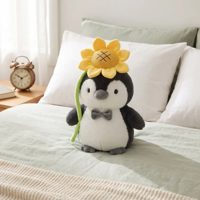 Peluche Pinguino Negro con Girasol 27 cm - Imagen 3