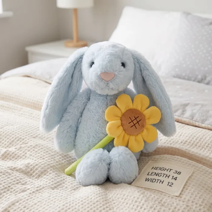 Peluche Coneja con Girasol Celeste 38 cm - Imagen 3