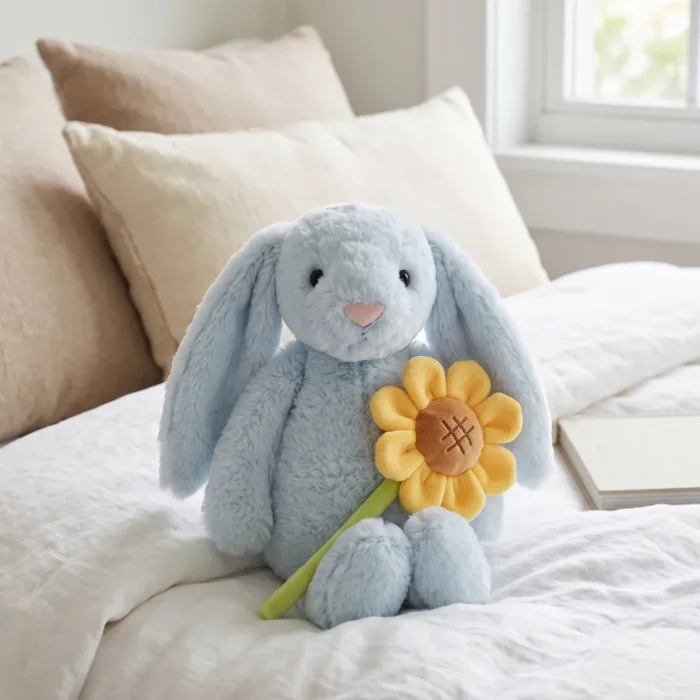 Peluche Coneja con Girasol Celeste 38 cm - Imagen 2