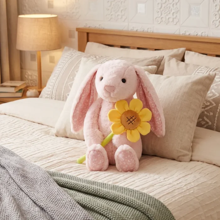 Peluche Coneja con Girasol Rosado 38 cm - Imagen 2