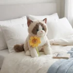 Peluche Gato Real con Girasol Antiestres con Sonido Negro y Beige - Imagen 4