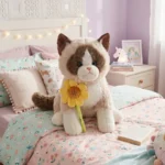 Peluche Gato Real con Girasol Antiestres con Sonido Negro y Beige - Imagen 3